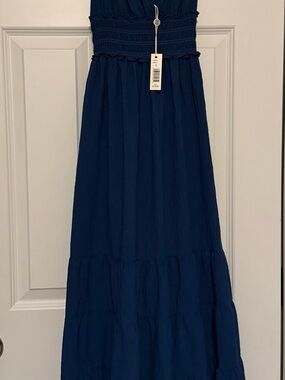 Max Studio London Women’s Empire Waist Tiered Cobolt Blue Maxi Dress (NWT).